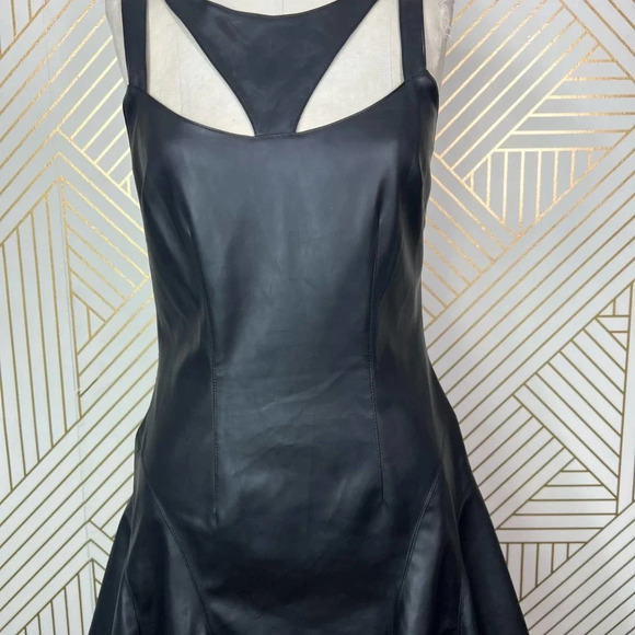 Jay Godfrey Stewart Vegan Leather Cutout Mini Dress Black Size 6‎ - Picture 4 of 11